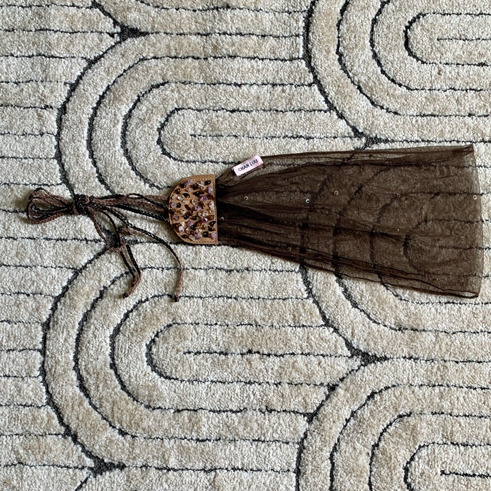 Chan Luu Semi Precious Stones Mesh Belt - Chocolate